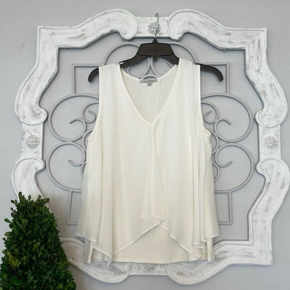 Green Envelope Asymmetrical Cream Off White Sleeveless Tank Top Cami M - Picture 5 of 6